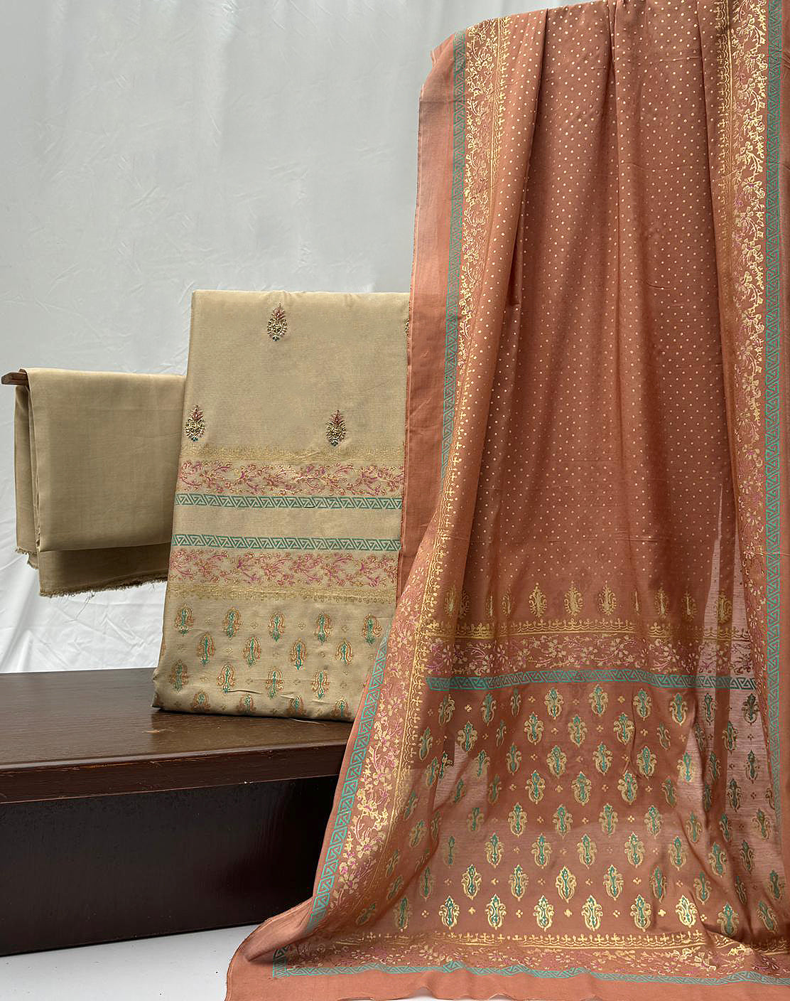 Sheesha Silk Unstitched Blockprint 3PC