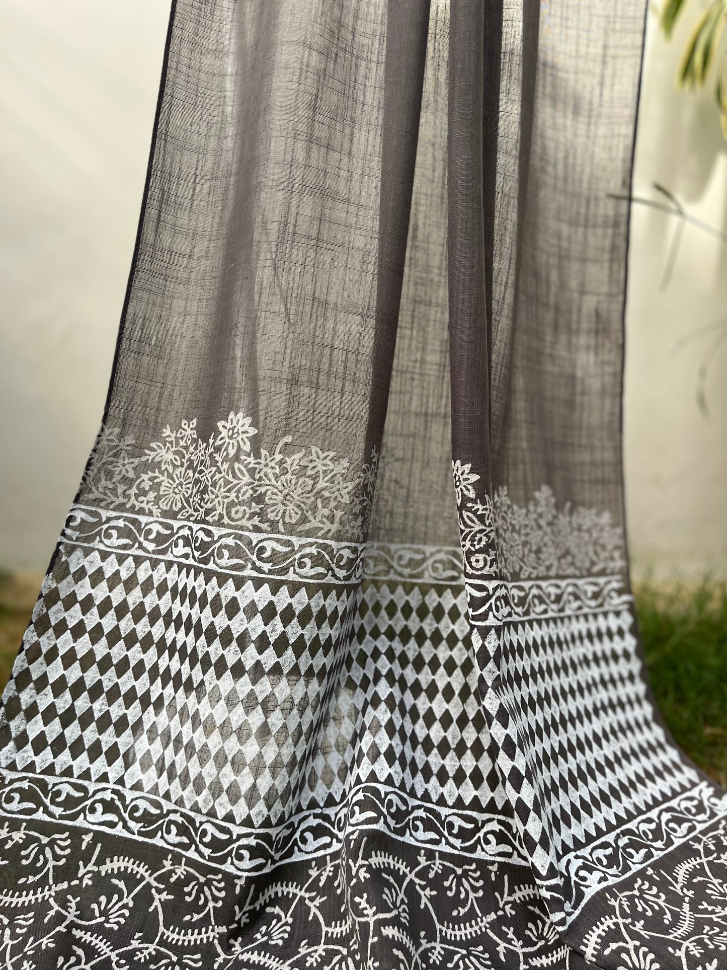 Steal Grey Block Printed Scarf