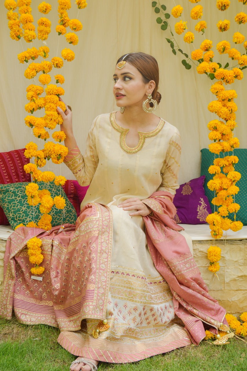 Beige Pink Pishwas