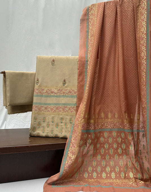 Sheesha Silk Unstitched Blockprint 3PC
