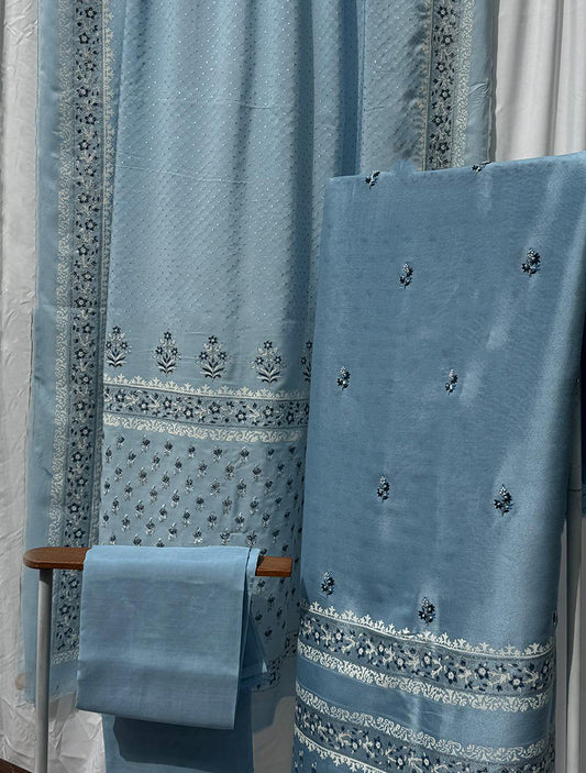 3PC Sheesha Silk Suit w/ khaddi silk dupatta
