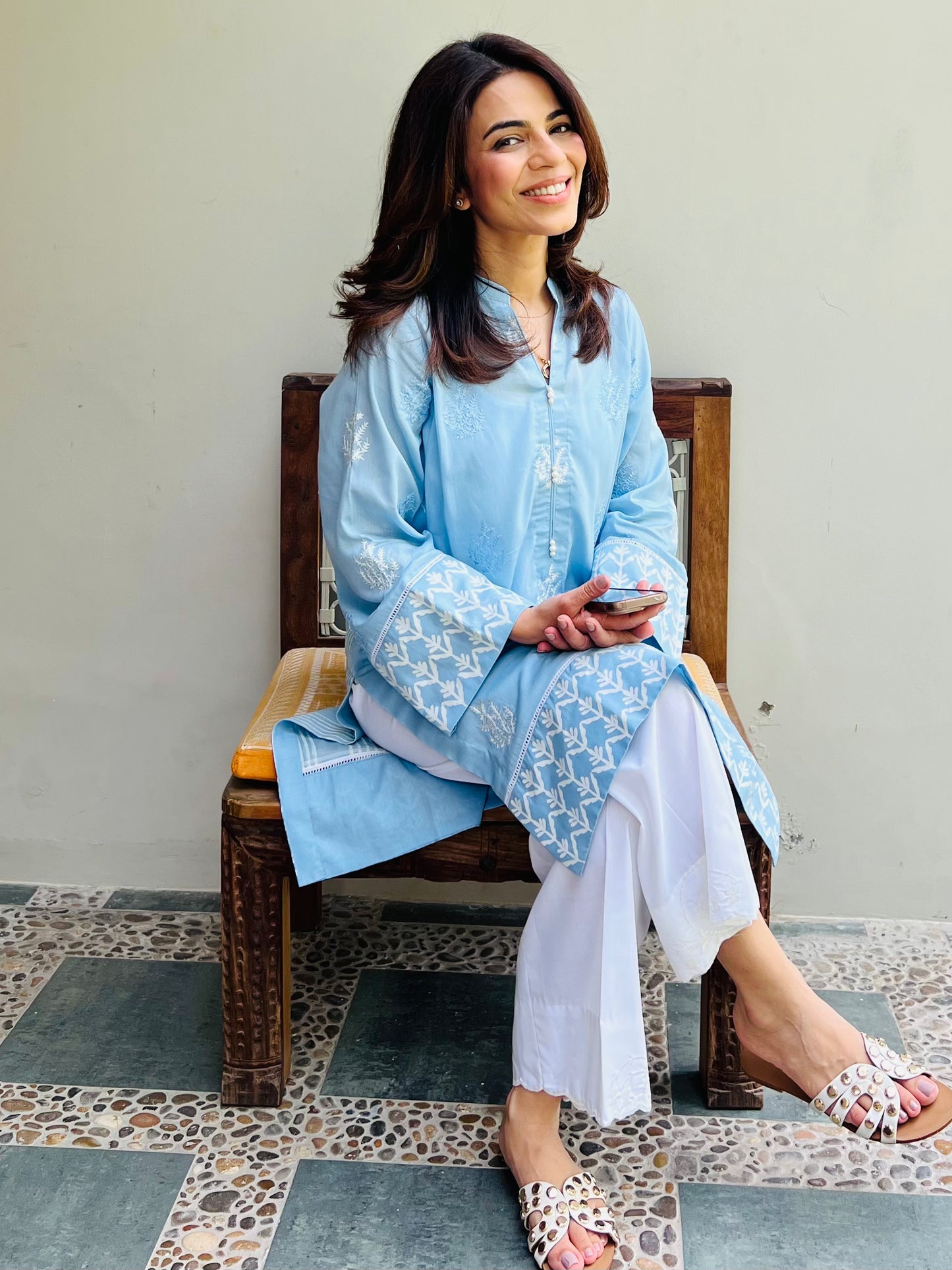 sky blue kurti