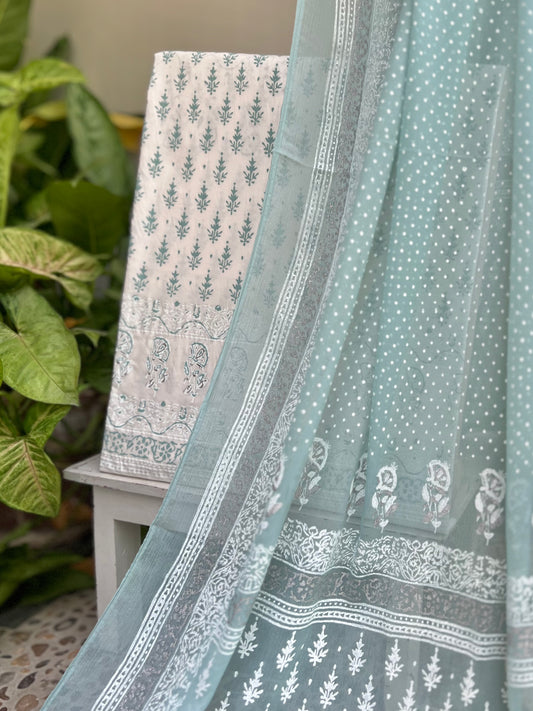 white and turquoise