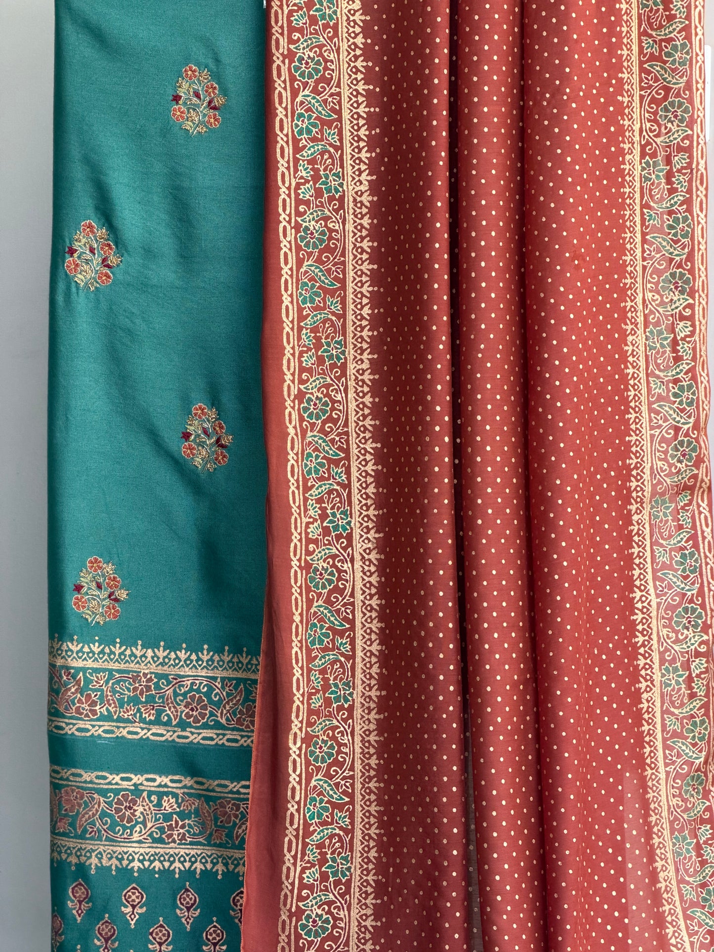 Teal & Rust.
